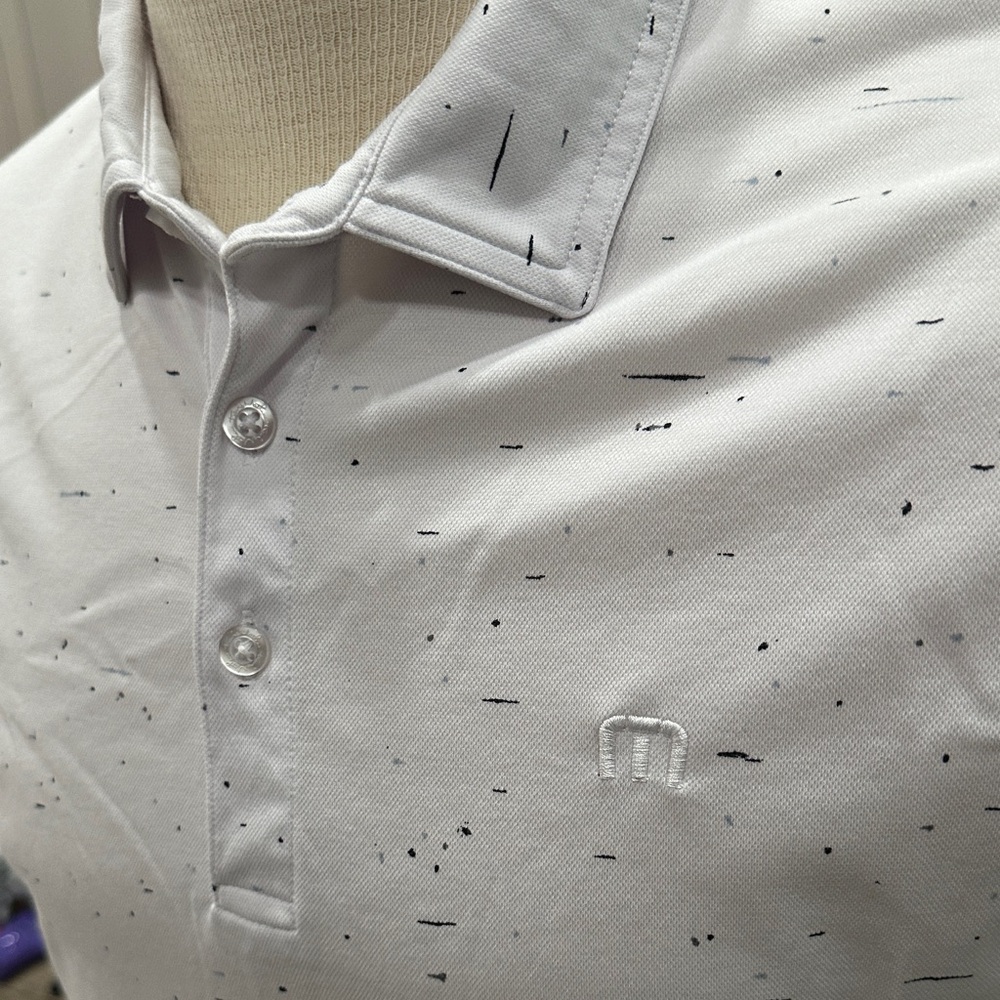Travis Mathew White Speckled Polo Shirt